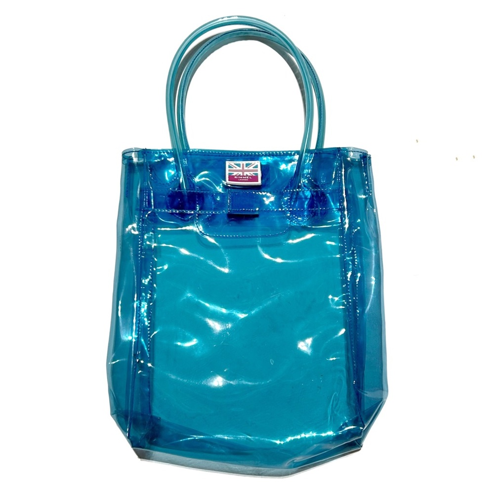 Rimmel London Turquoise Blue Transparent Makeup Cosmetic Bag Purse Toiletry Tote